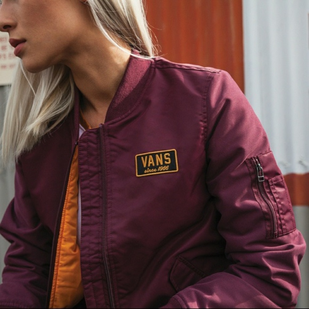 Burgundy Vans bomber jacket - M